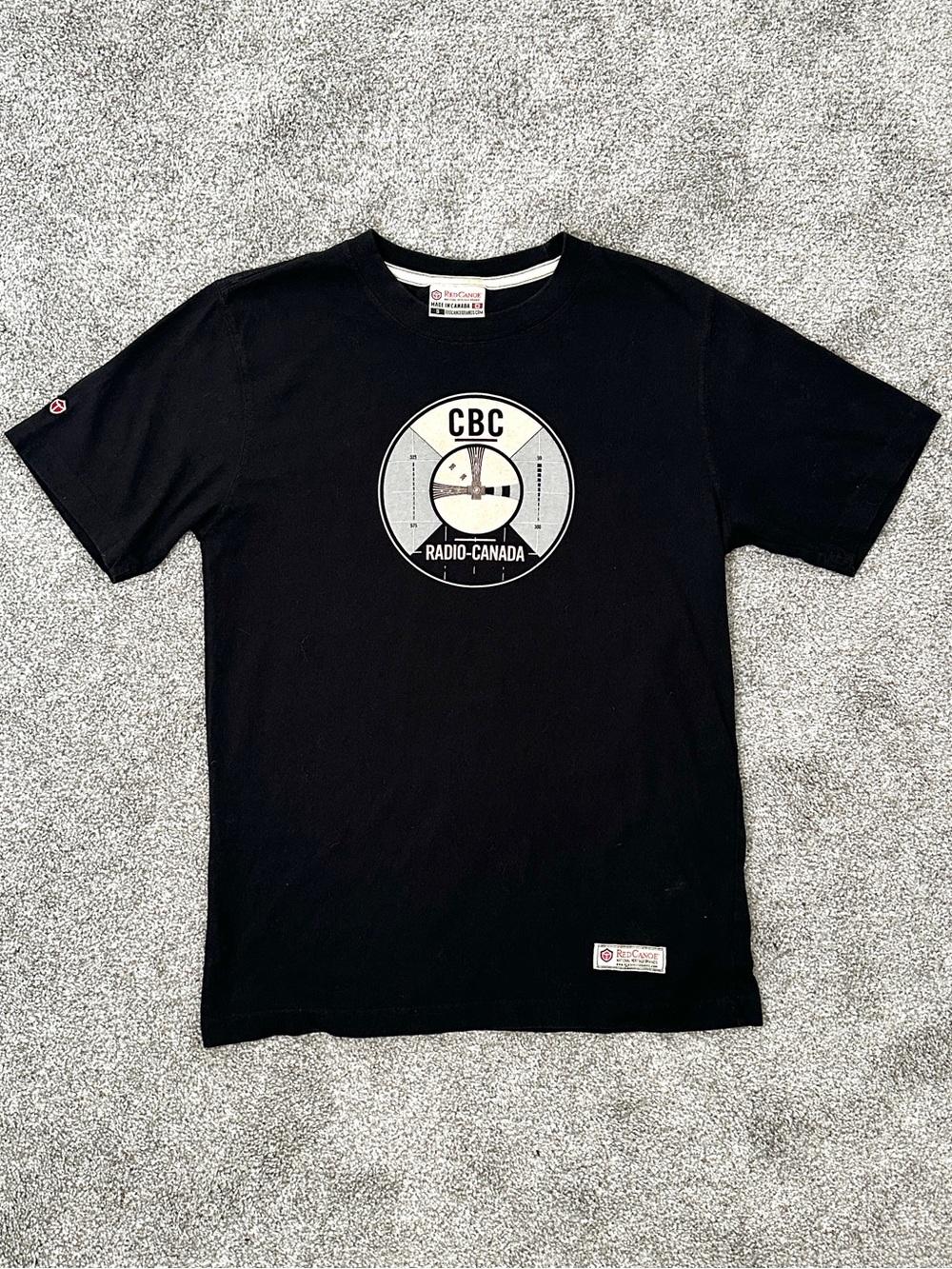 Red Canoe CBC Radio-Canada Tee Made in Canada 100% Cotton Sz Small Test Pattern